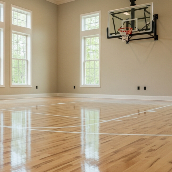 Half Court, REAL Steller Solid Maple Wood Indoor Basketball Court (30'