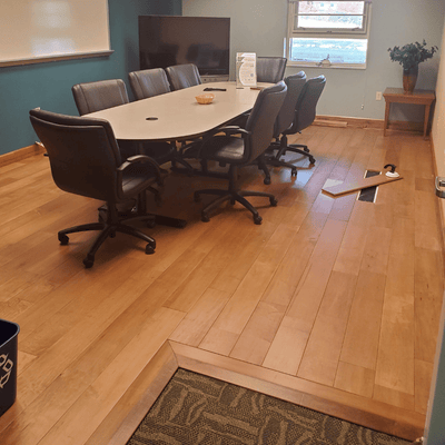 Steller Floors Commercial Office - Conference Room - Custom Maple - Transition