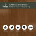 American Oak Dallas by Steller Floors - 3/4" Solid Wood Floating System & Free Shipping