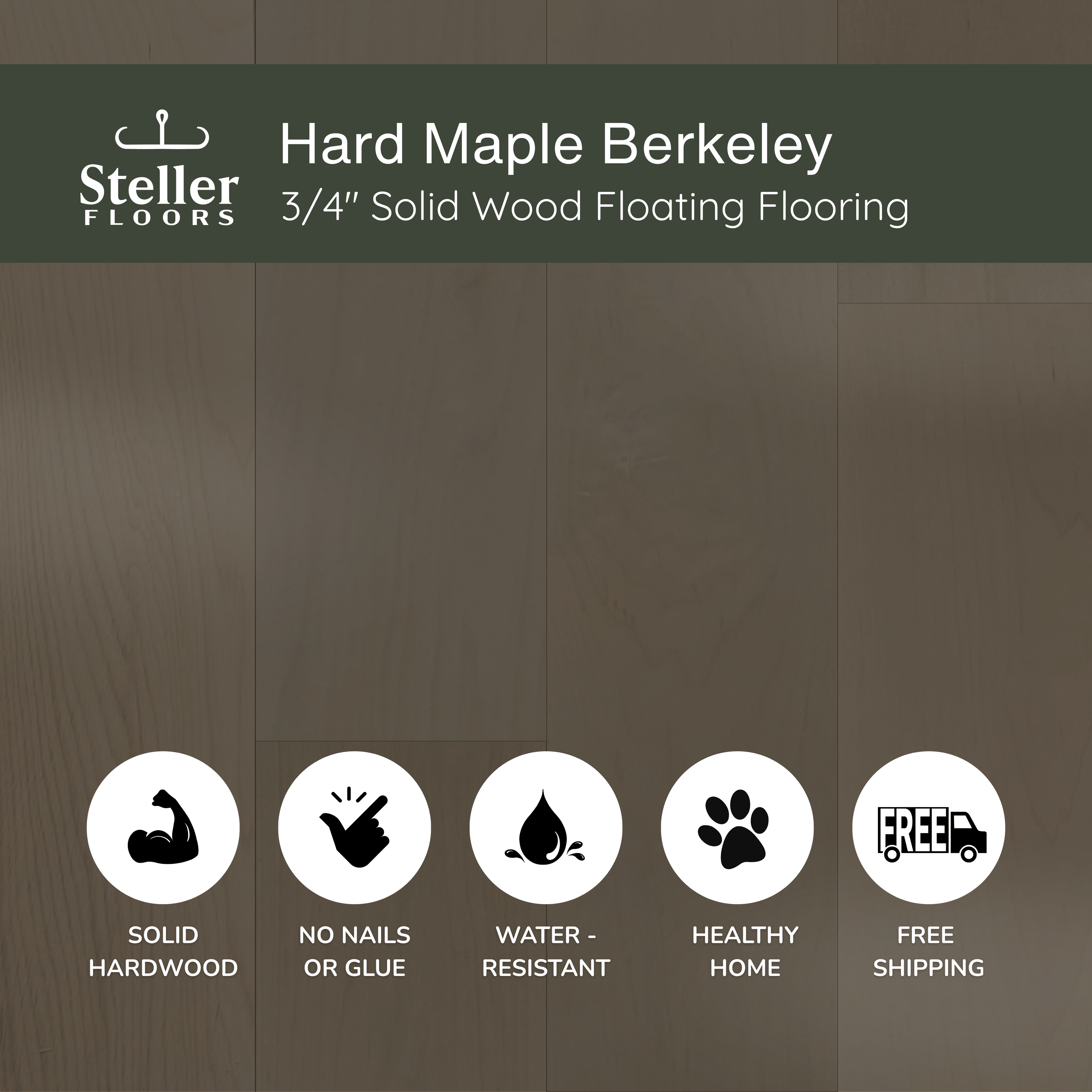 Hard Maple Berkeley by Steller Floors - 3/4" Solid Wood Floating System & Free Shipping