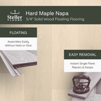 Hard Maple Napa by Steller Floors - 3/4" Solid Wood Floating System & Free Shipping