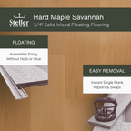 Hard Maple Savannah by Steller Floors - 3/4" Solid Wood Floating System & Free Shipping