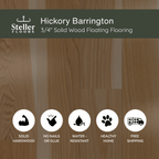 Hickory Barrington by Steller Floors - 3/4" Solid Wood Floating System & Free Shipping