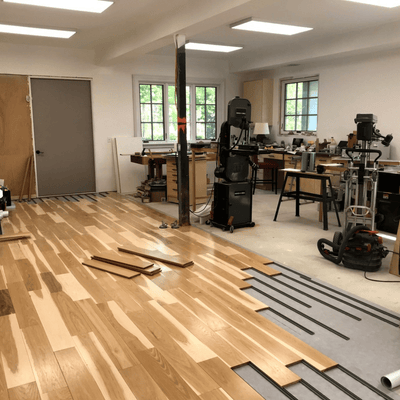 Steller Floating Solid Wood Floors in DIY Renovations - Hickory 6 inch wide plank - floats on concrete