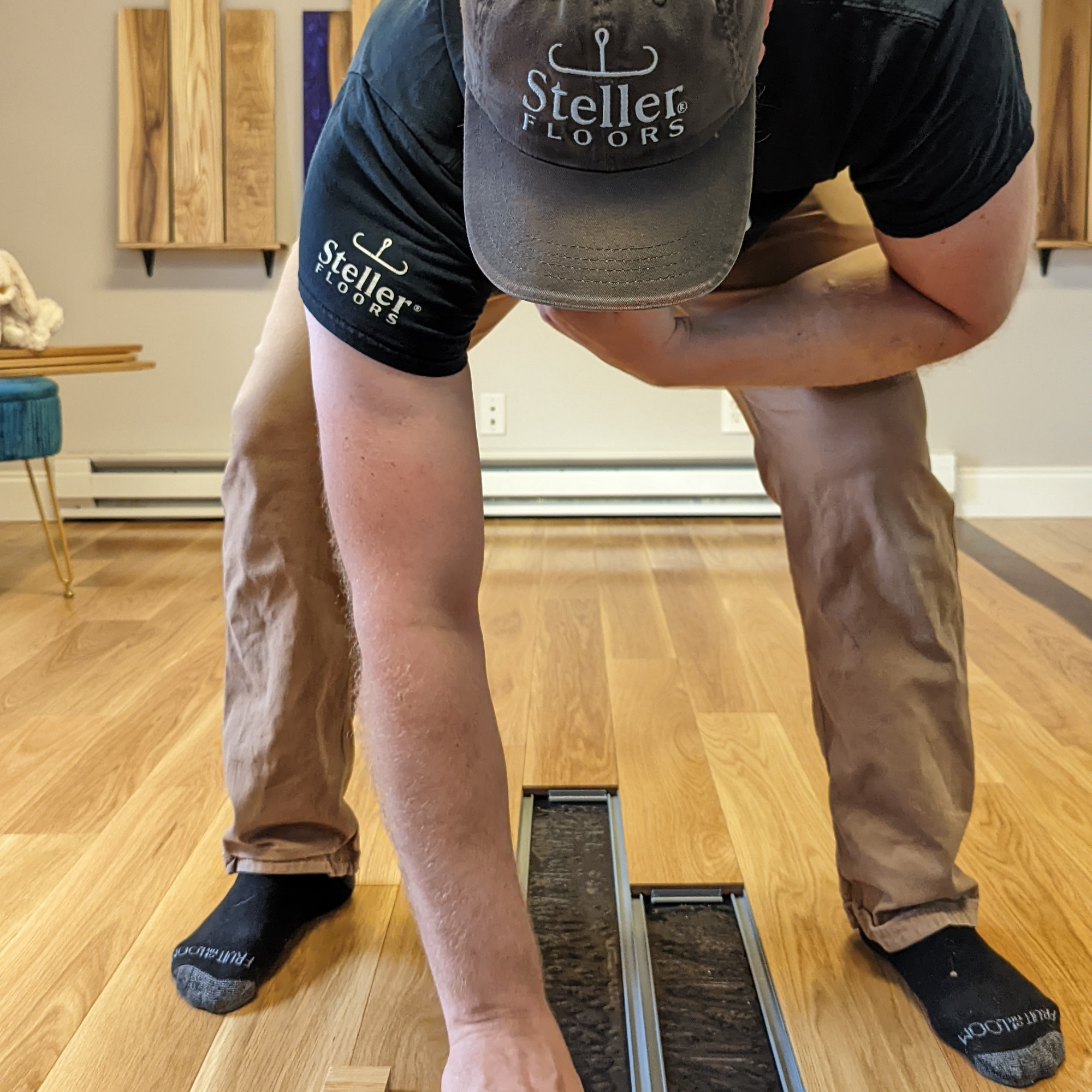 Steller Floors Team Member installing a Steller Floor
