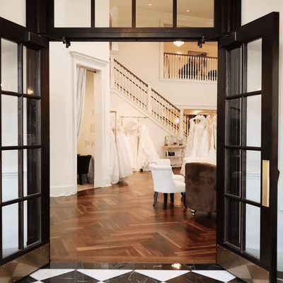 Luxury Retail by Steller Floors in Solid Walnut Herringbone - Entry