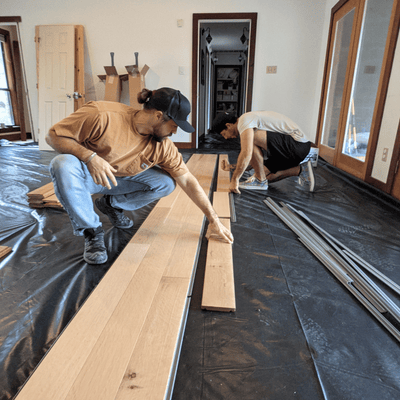 Professional Remodel - White Oak Quincy with Custom Flat Finish - Solid Wood that Floats