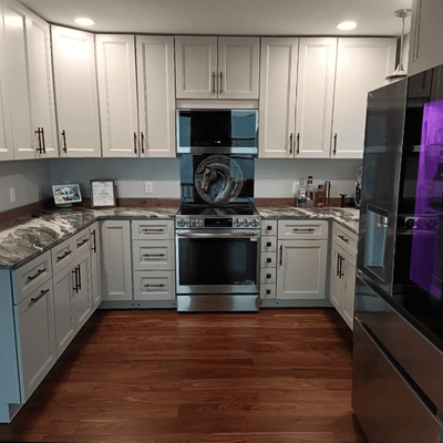 Steller Floating Solid Wood Floors in DIY Renovations - Linear Lay Tahoe Walnut Lakehouse - Kitchen