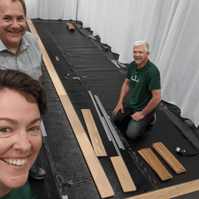 Steller Resuseable Expo Flooring in Bristol Oak - Greenbuild San Francisco - Easy Install 10x20